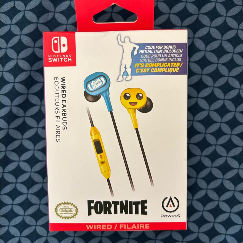 NIB Fortnite Wired Earbuds for Nintendo Switch - Blue & Yellow